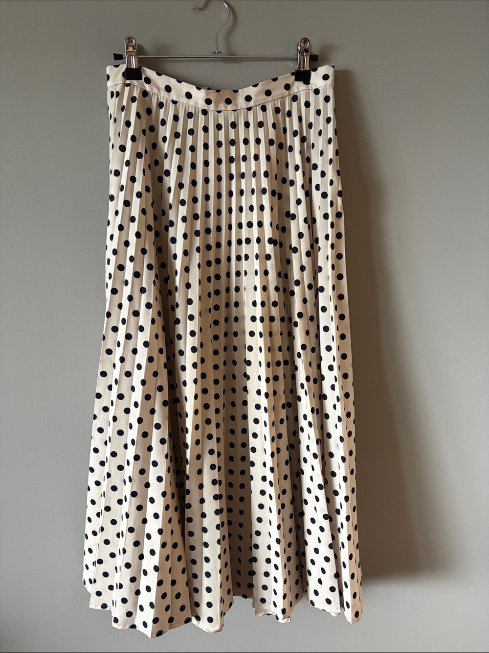 Mango Cream Maxi Skirt with Black Polka Dots